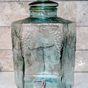 Italian SVE Aqua Glass 2.5 Gallon Dispenser with Brass Spigot, Made in Italy